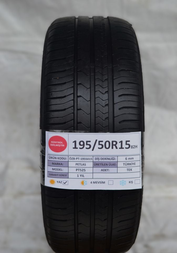 Petlas 195/50R15 82H PT525 2.El Tek Yazlık Çıkma Lastik 2020