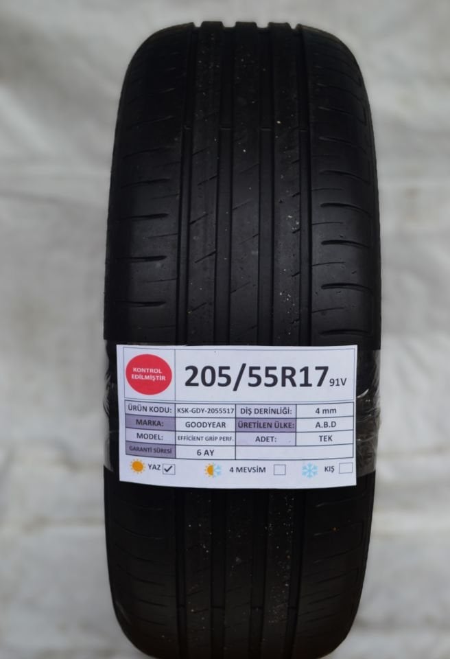 Goodyear 205/55R17 91V EfficientGrip Perf. 2.El Tek Yazlık Çıkma Lastik 2020