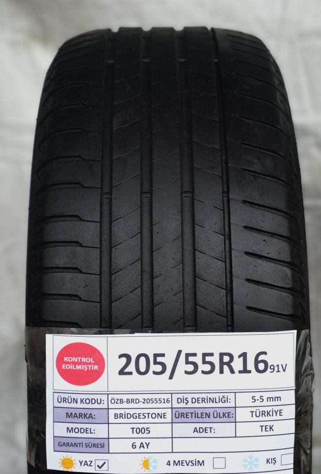 Bridgestone 205/55 R16 T 005 91V Yaz 2. El Lastik Çift