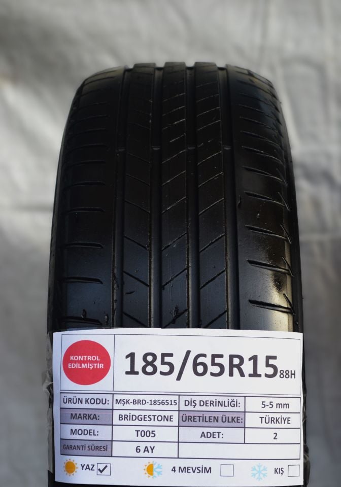 Bridgestone 185/65R15 88H T005 2.El Çift Çıkma Yaz Lastiği 2023