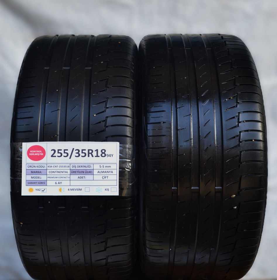Continental 255/35R18 94Y PremiumContact 6 2.El Çift Çıkma Yaz Lastiği