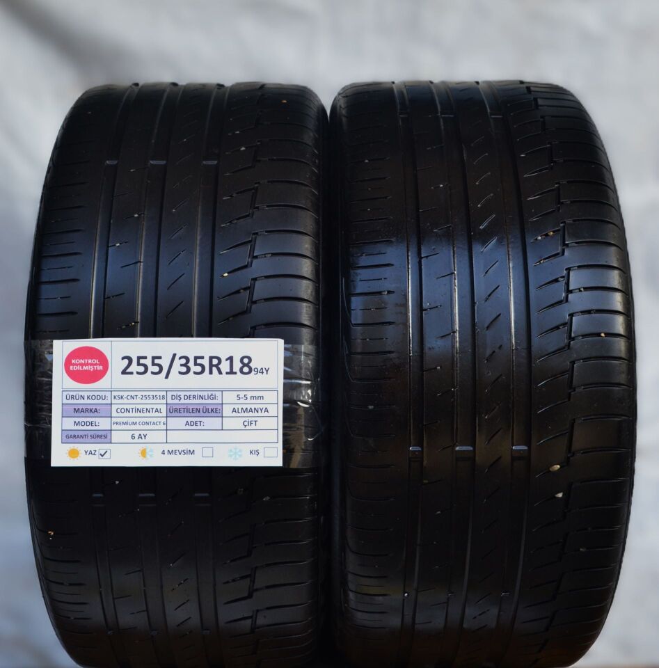 Continental 255/35 R18 Premium Contact 6 94Y Yaz 2. El Lastik Çift