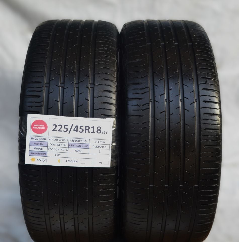 Continental 225/45R18 95Y EcoContact 6 2.El Çift Yaz Lastiği