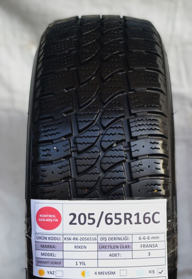 Riken 205/65R16 C 107/105R 2.El 3 Adet Çıkma Kış Lastiği