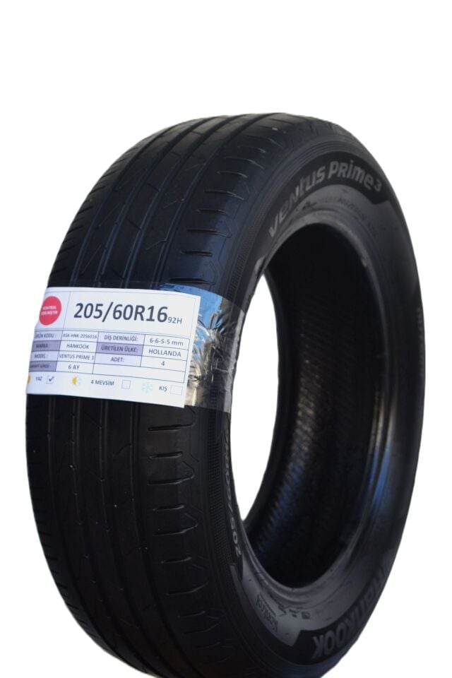 Hankook 205/60 R16 Ventus Prime 3 92H Yaz 2. El Lastik Takım