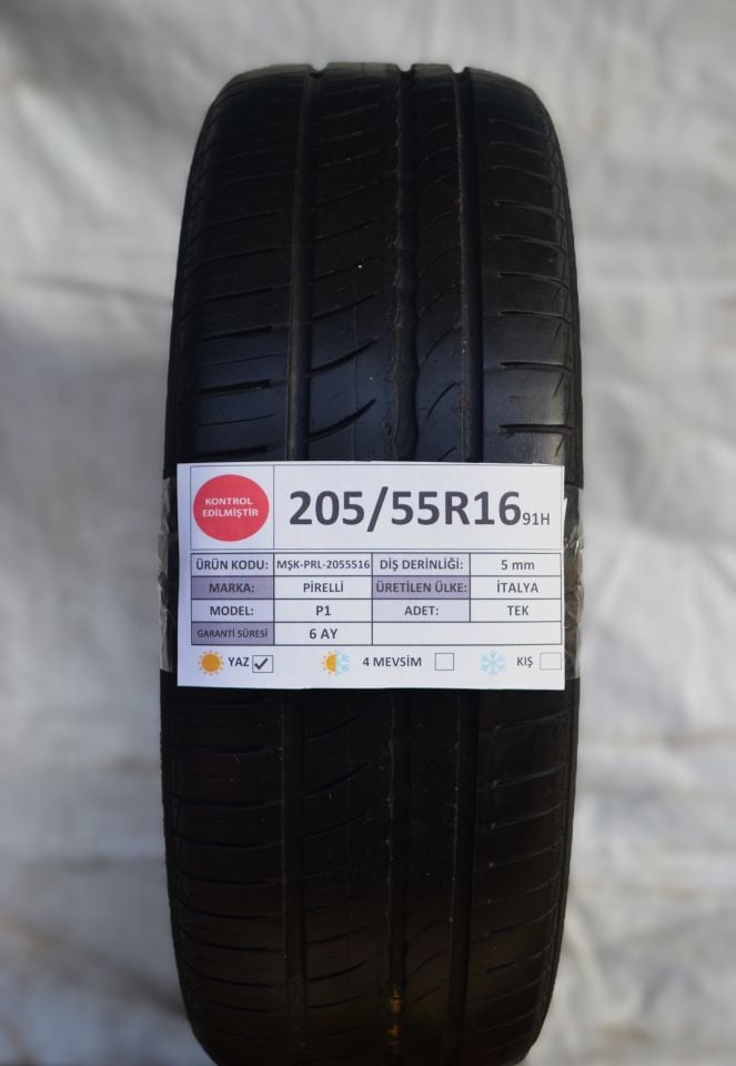 Pirelli 205/55R16 91H P1 2.El Tek Çıkma Yaz Lastiği 