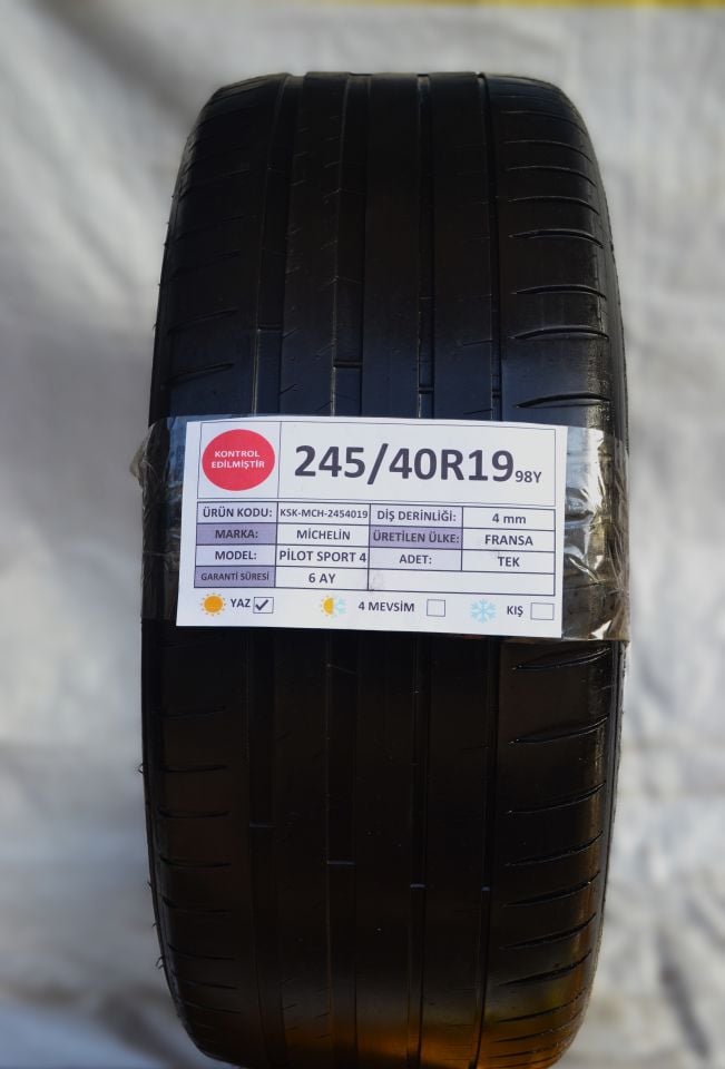 Michelin 245/40R19 98Y Pilot Sport4 2.El Tek Yaz Lastiği 2021
