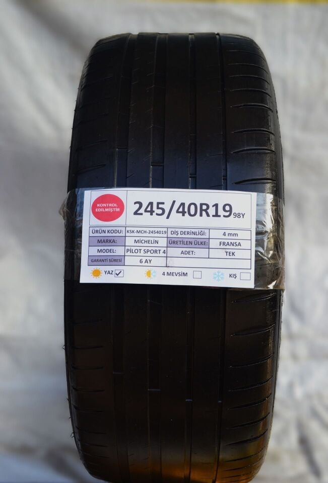 Michelin 245/40 R19 Pilot Sport 4 98Y Yaz 2. El Lastik