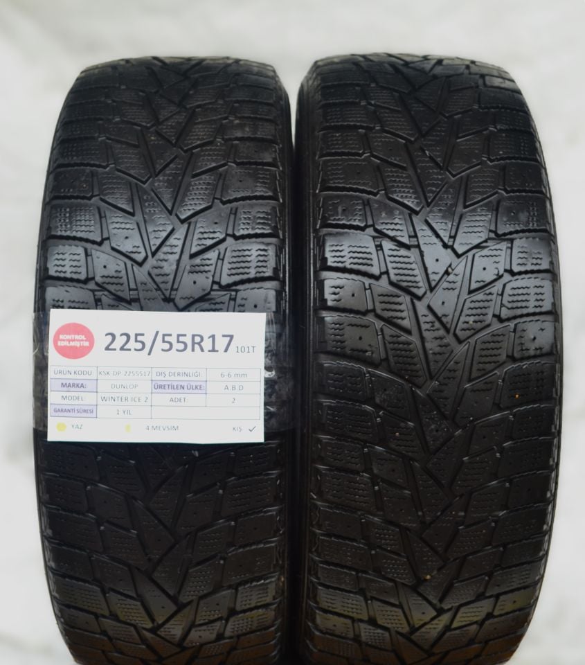 Dunlop 225/55R17 101T Winter Ice2 2.El Çift Kış Lastiği 