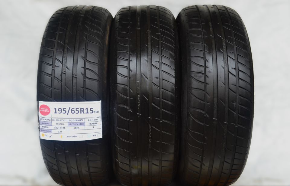 Taurus 195/65R15 91H High Perf. 2.El 3 Adet Yaz Lastiği 2020 