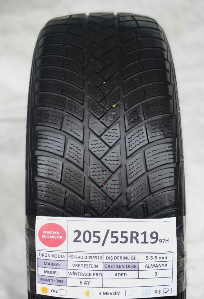 Vredesteın 205/55R19 97H Wintrack Pro 2.El 3Adet Kış Lastiği 5mm 2023