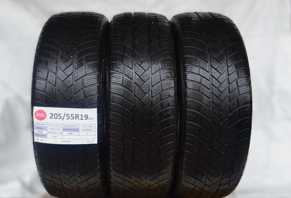 Vredesteın 205/55R19 97H Wintrack Pro 2.El 3Adet Kış Lastiği 5mm 2023