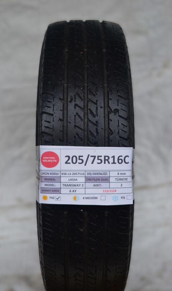 Lassa 205/75R16 C 113/111R Transway2 2.El Tek Yaz Lastiği 4mm 2021