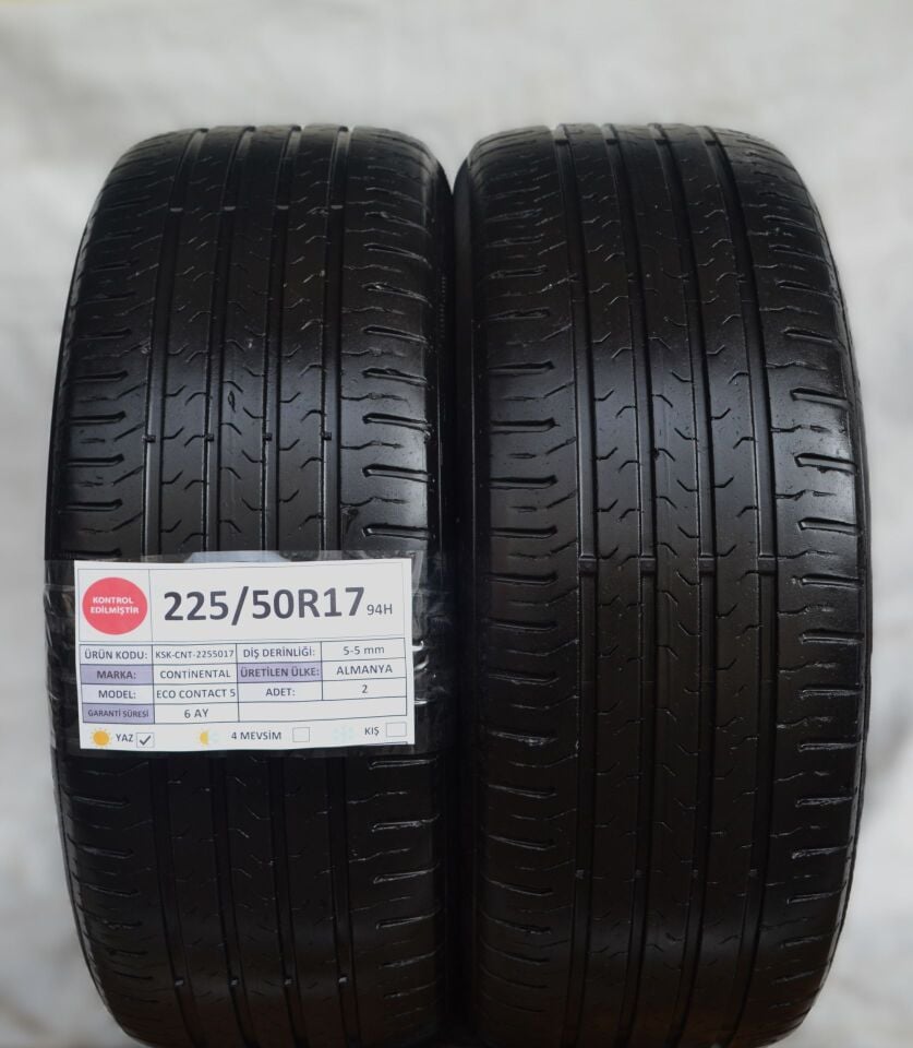 Continental 225/50 R17 Eco Contact 5 94H Yaz 2. El Lastik Çift