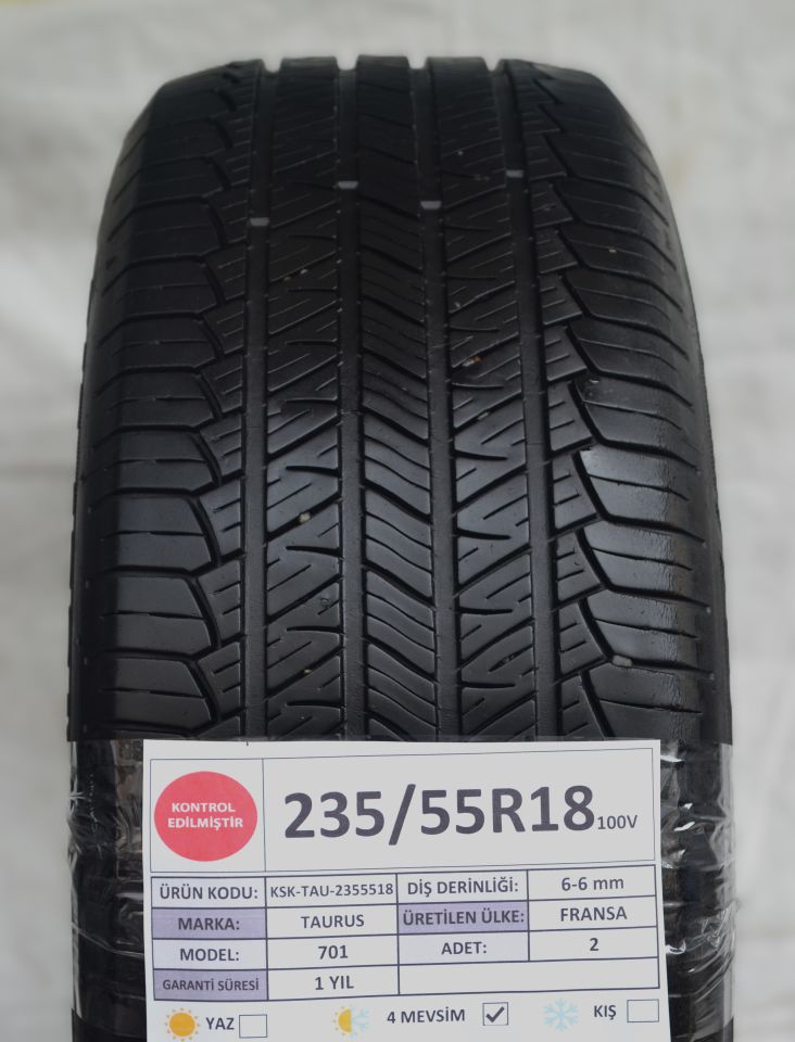 Taurus 235/55R18 100V 701 2.El Çift Dört Mevsim Çıkma Lastik 6mm