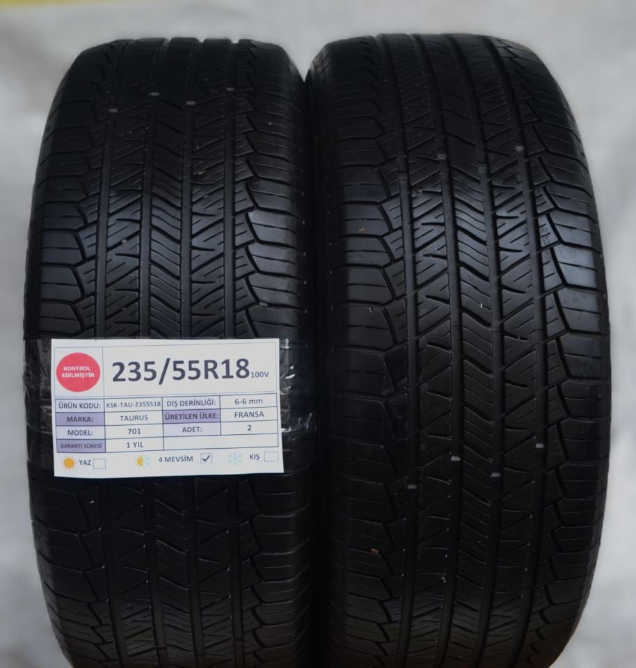 Taurus 235/55R18 100V 701 2.El Çift Dört Mevsim Çıkma Lastik 6mm