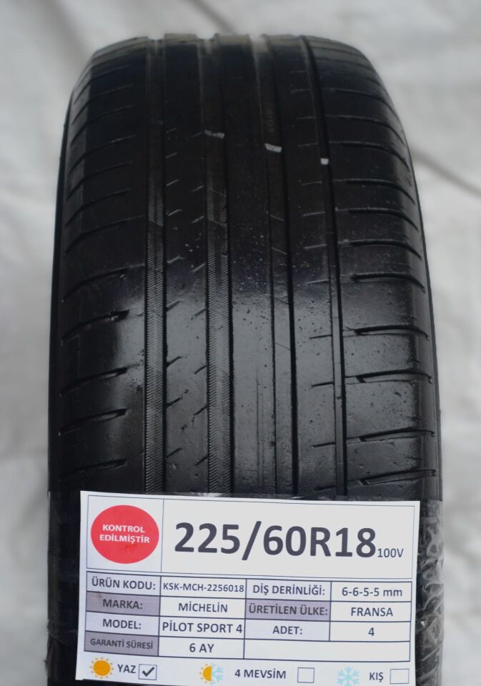 Michelin 225/60 R18 Pilot Sport 4 100V Yaz 2. El Lastik Takım