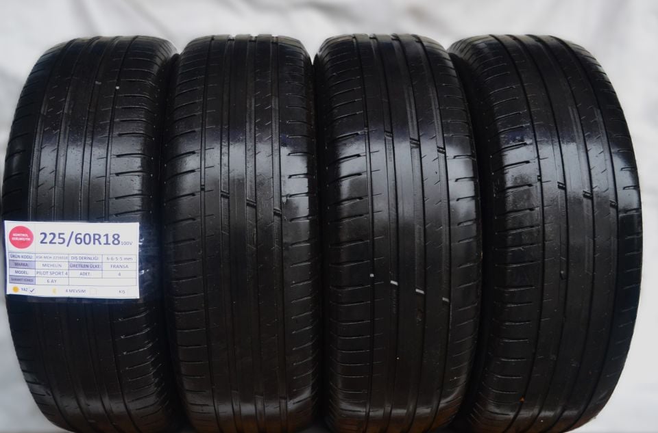 Michelin 225/60R18 100V Pilot Sport4 2.El Takım Çıkma Yaz Lastiği