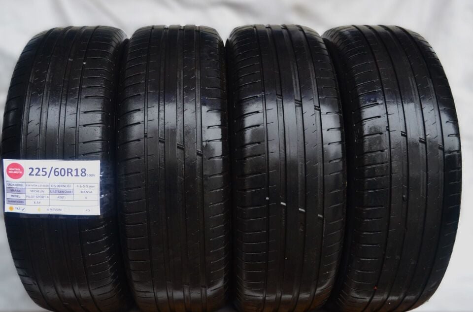 Michelin 225/60 R18 Pilot Sport 4 100V Yaz 2. El Lastik Takım