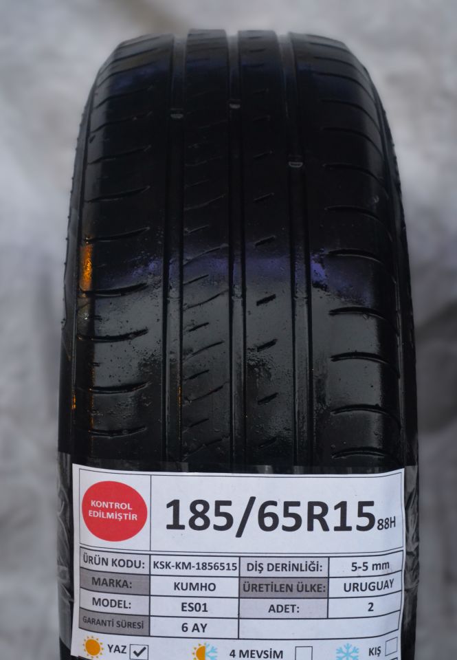 Kumho 185/65R15 88H ES01 2.El Çift Çıkma Yaz Lastiği 2020 5mm
