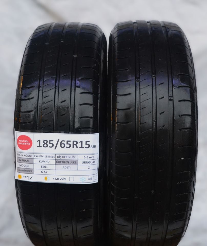 Kumho 185/65R15 88H ES01 2.El Çift Çıkma Yaz Lastiği 2020 5mm