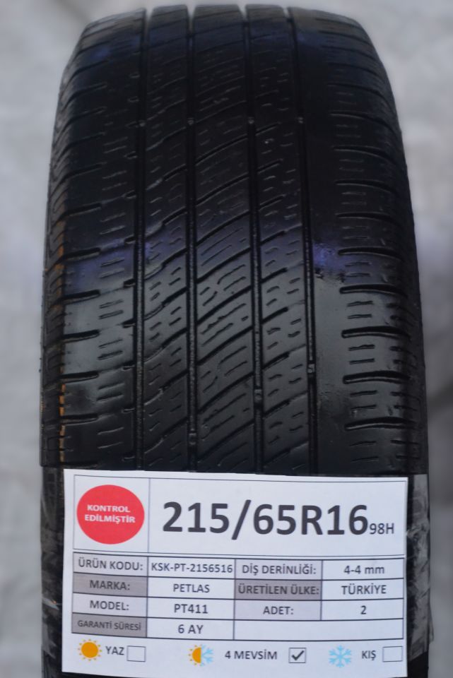 Petlas 215/65R16 98H PT411 2.El Çift Dört Mevsim Lastik 2024 
