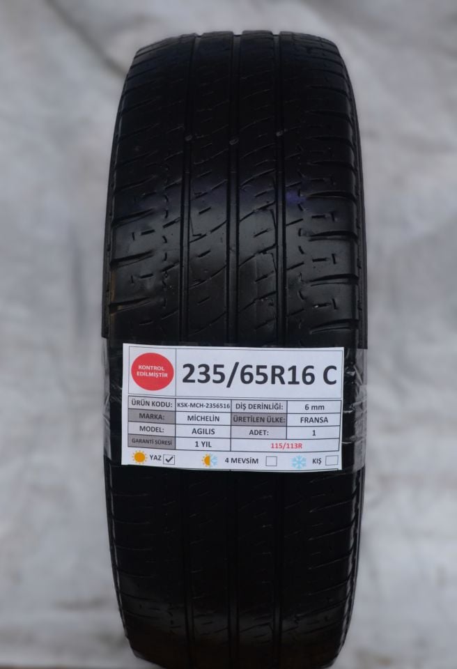 Michelin 235/65R16C 115/113R Agilis 2.El Tek Çıkma Yaz Lastiği 6mm