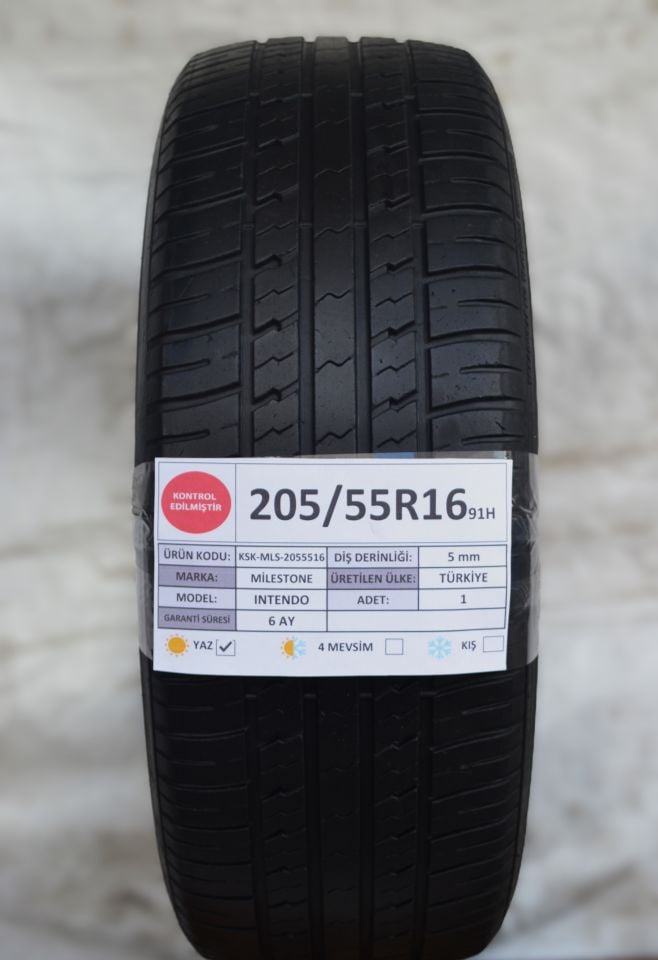 Milestone 205/55R16 91H Intendo 2.El Tek Yaz Lastiği 
