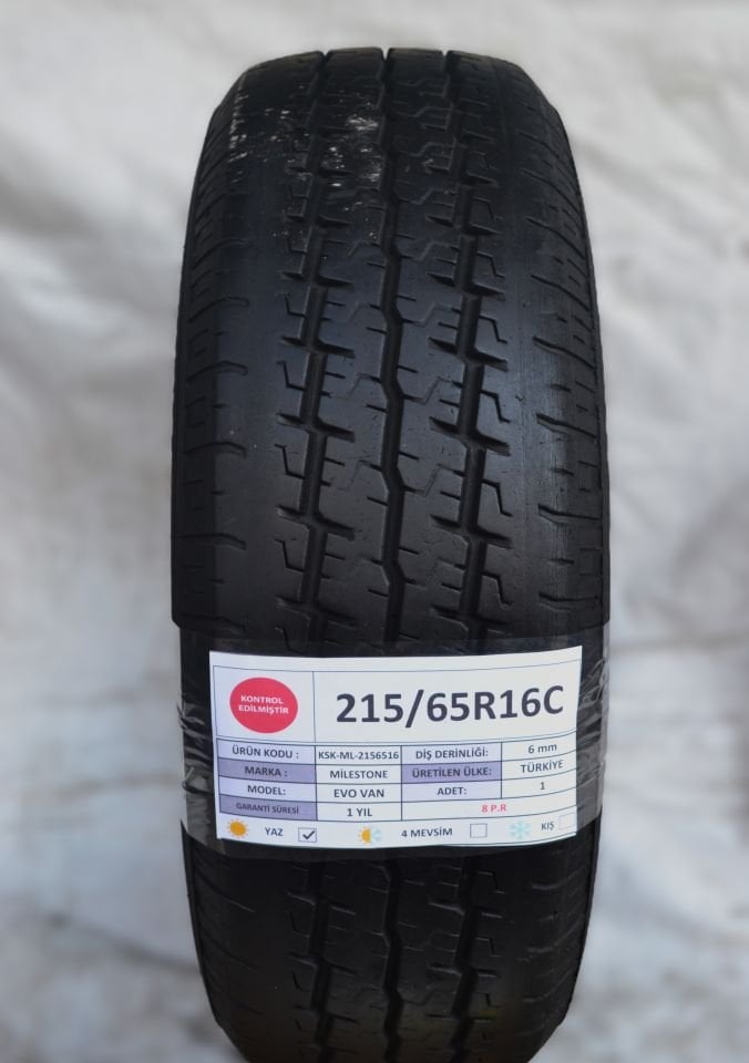 Milestone 215/65R16C 109/107R 8PR EvoVan 2.El Çıkma Lastik 6mm