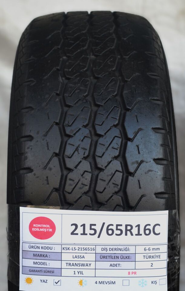 Lassa 215/65 R16C Transway 109/107R Yaz 2. El Lastik Çift