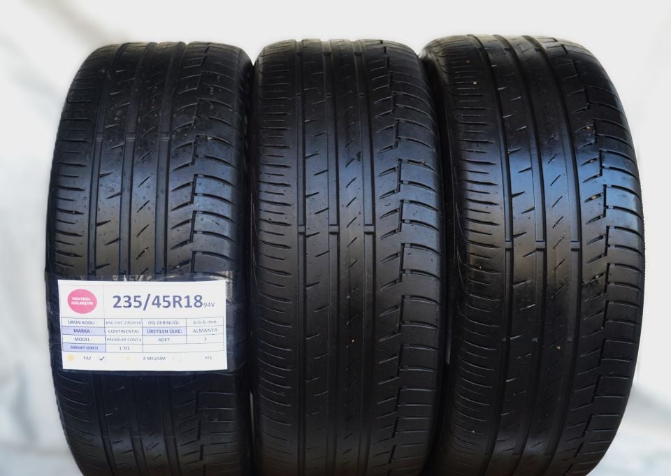 Continental 235/45R18 94V PremiumContact 6 2.El 3Adet Yaz Lastiği 2021 6mm 