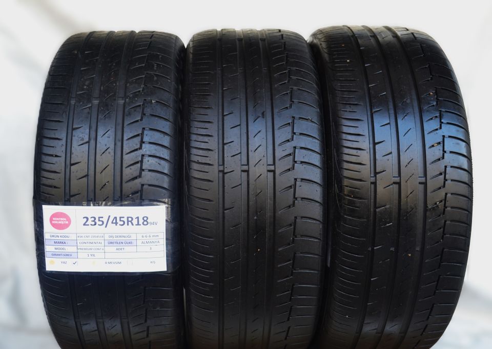 Continental 235/45R18 94V PremiumContact 6 2.El 3Adet Yaz Lastiği 2021 6mm 