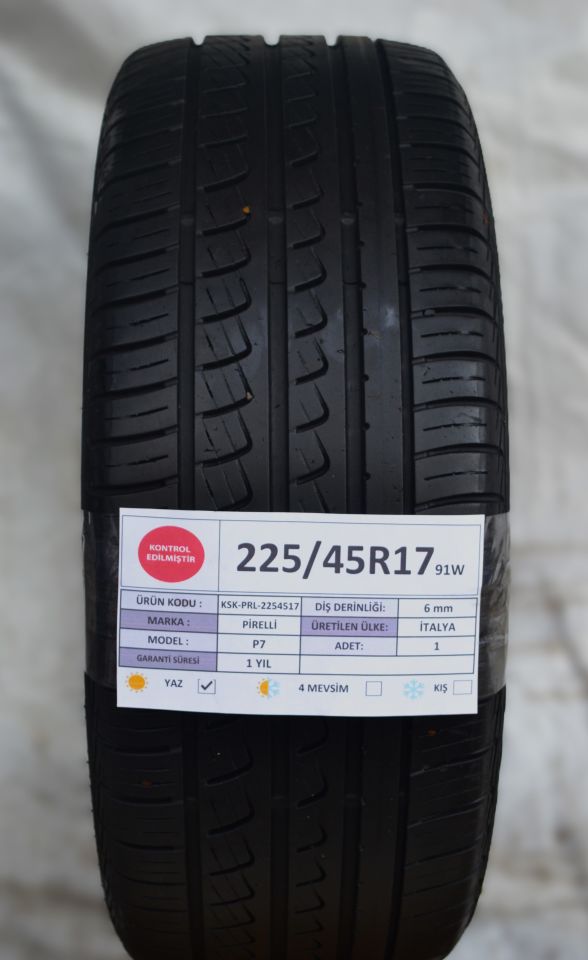 Pirelli 225/45R17 91W P7 2.El Tek Yaz Lastiği 2021 6mm 