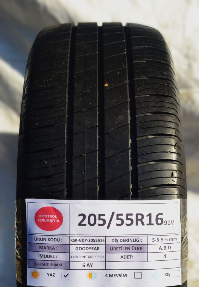 Goodyear 205/55 R16 Efficient Grip Performans 91V Yaz 2. El Lastik Takım