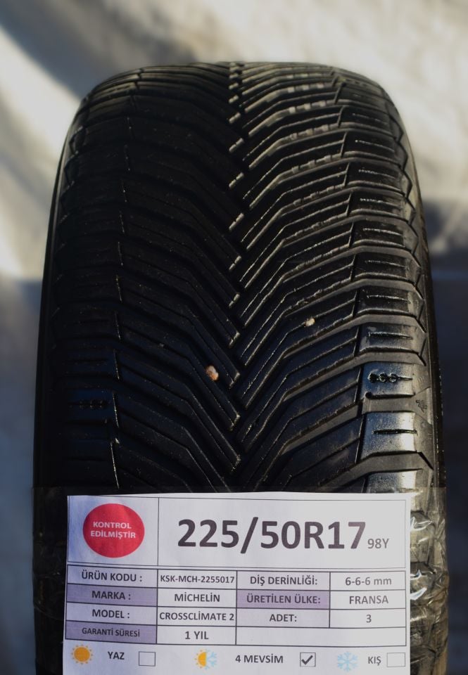 Michelin 225/50R17 98Y Crossclimate2 2.El 3Adet Dört Mevsim Lastik 2023