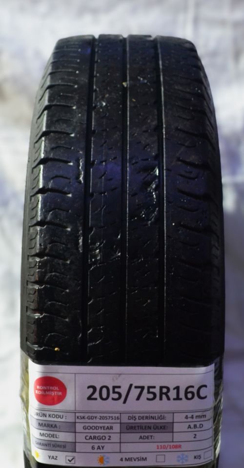 Goodyear 205/75R16C 110/108R Cargo2 2.El Çift Yaz Lastiği 2021