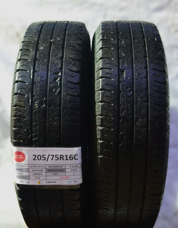 Goodyear 205/75 R16C Cargo 2 110/108R Yaz 2. El Lastik Çift