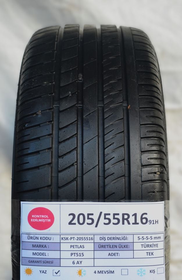Petlas 205/55R16 91H PT515 2.El Takım Çıkma Yaz Lastiği 