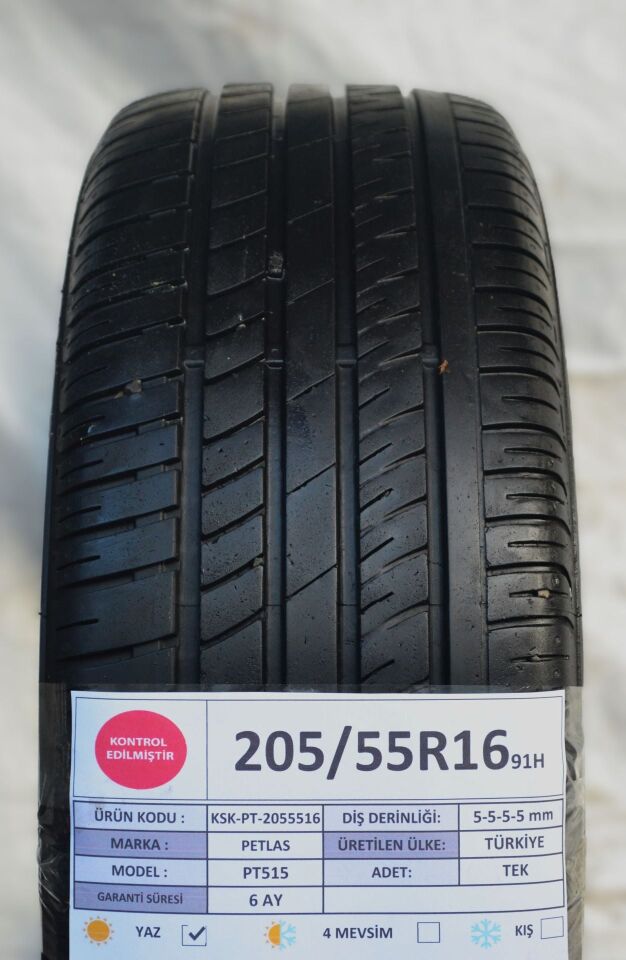 Petlas 205/55 R16 PT 515 91H Yaz 2. El Lastik Takım
