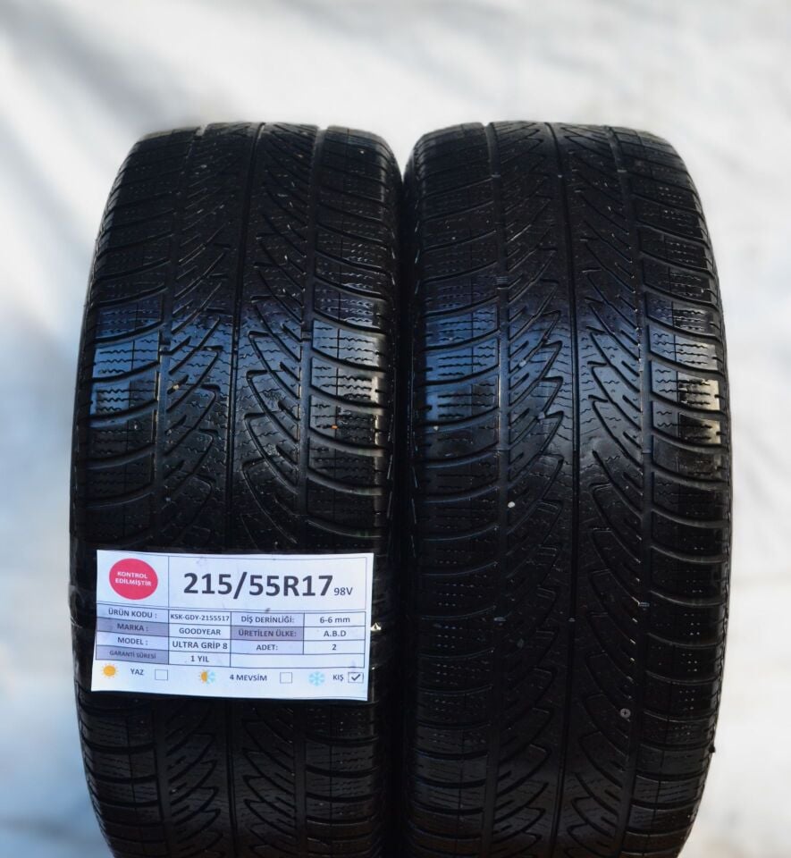 Goodyear 215/55 R17 Ultra Grip 8 98V Kış 2. El Lastik Çift
