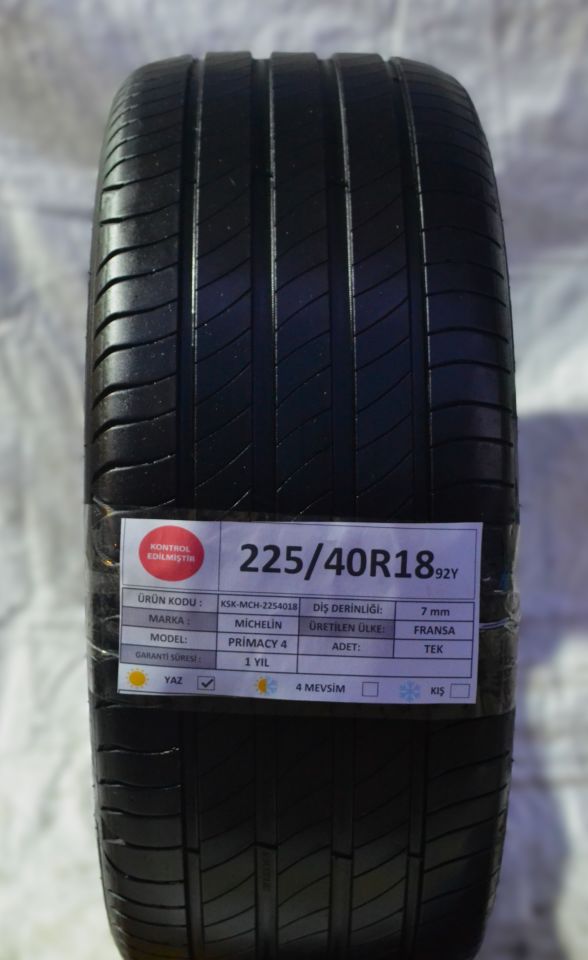 Michelin 225/40R18 92Y Primacy4 2.El Tek Yaz Lastiği 7mm 2023