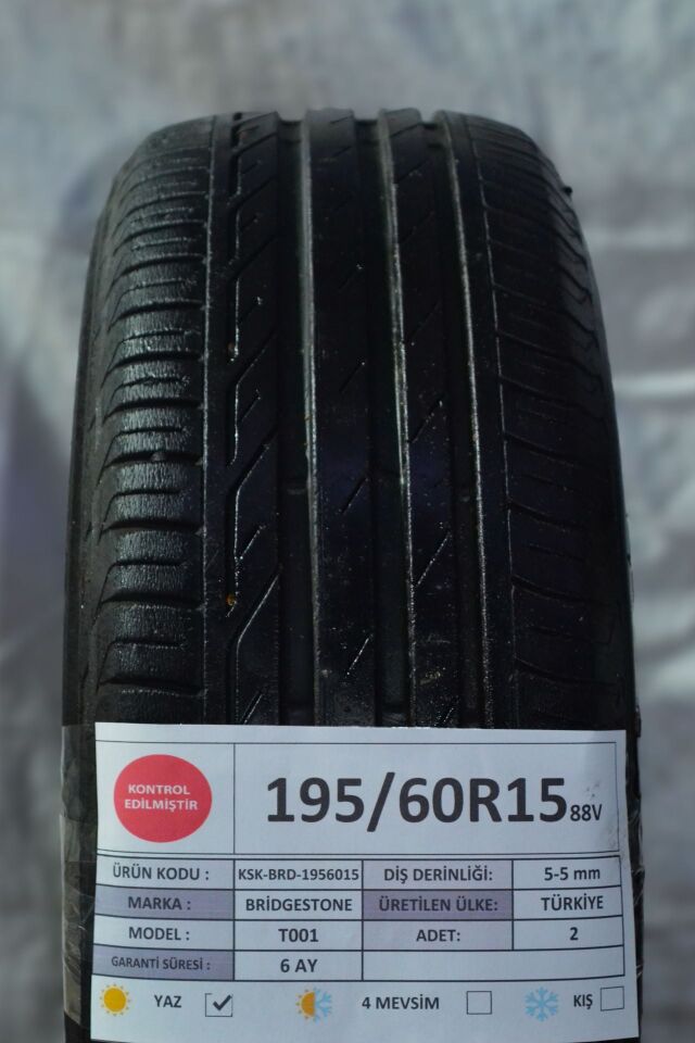Bridgestone 195/60 R15 T 001 88V Yaz 2. El Lastik Çift