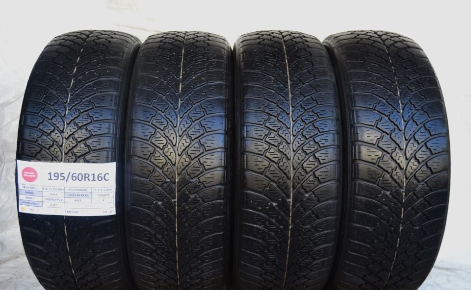 Lassa 195/60R16C 99/97T Snoways2 2.El Takım Kış Lastiği 