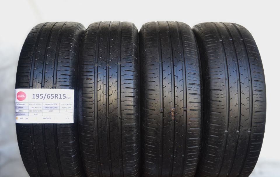 Continental 195/65R15 95H EcoContact 6 2.El Takım Çıkma Yaz Lastiği 2020