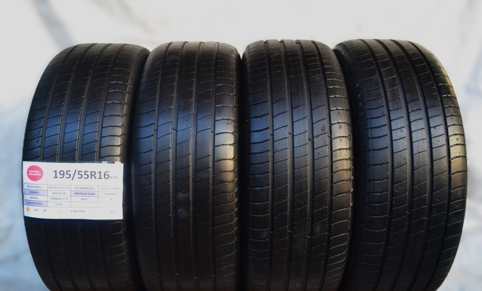 Michelin 195/55R16 87H Primacy4 2.El Takım Çıkma Yaz Lastiği 2021 
