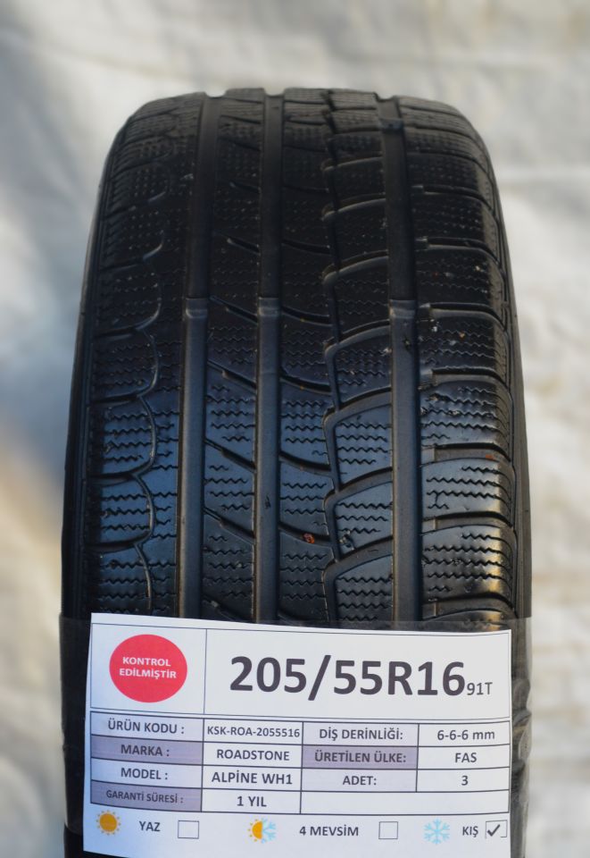 Roadstone 205/55R16 91T AlpineWh1 2.El 3Adet Kış Lastiği 