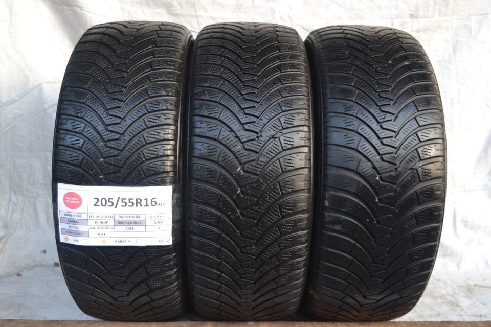 Dunlop 205/55R16 91H WinterSport 500 2.El 3 Adet Kış Lastiği 2020