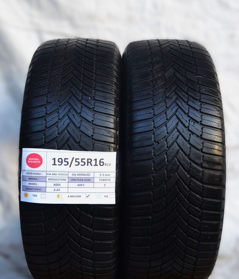 Bridgestone 195/55 R16 A 005 91V Yaz 2. El Lastik Çift