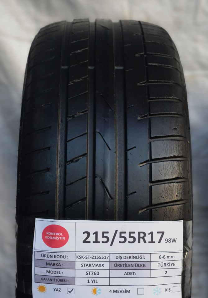 Starmaxx 215/55R17 98W ST760 2.El Çift Yaz Lastiği 6mm 2022