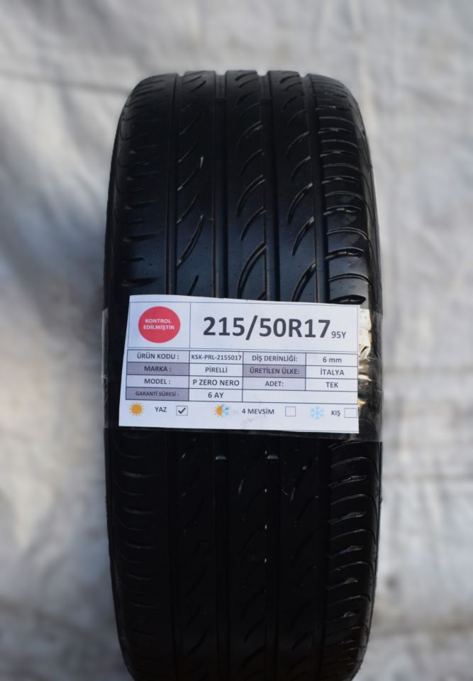 Pirelli 215/50R17 95Y P Zero Nero 2.El Tek Yaz Lastiği 6mm 